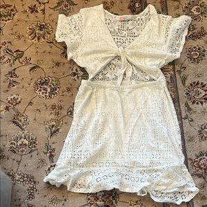 Free People White Crochet Coverup Dress -Size L